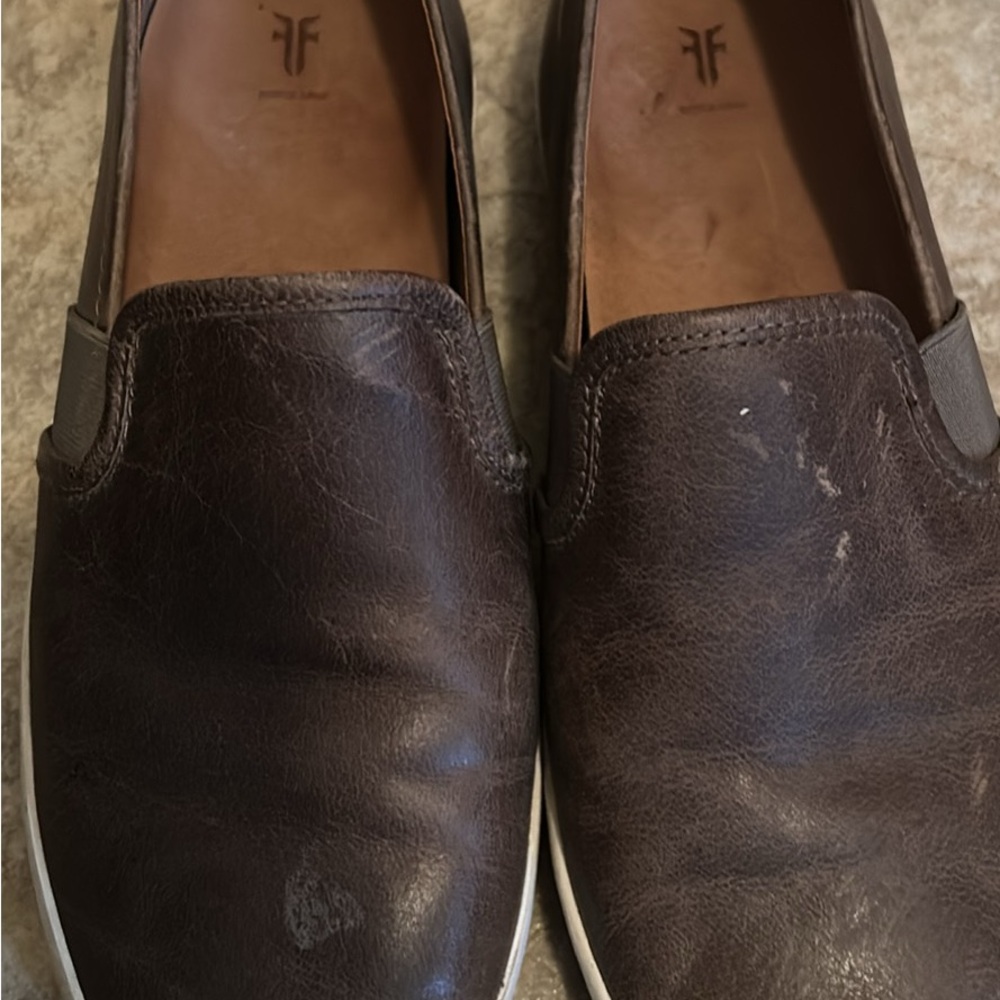 Frye Dark Brown Leather Slip-Ons